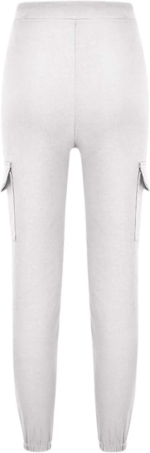 Ladies Multi Pocket Cargo Casual Pants Elastic Waist Corset Rope Pants Trousers