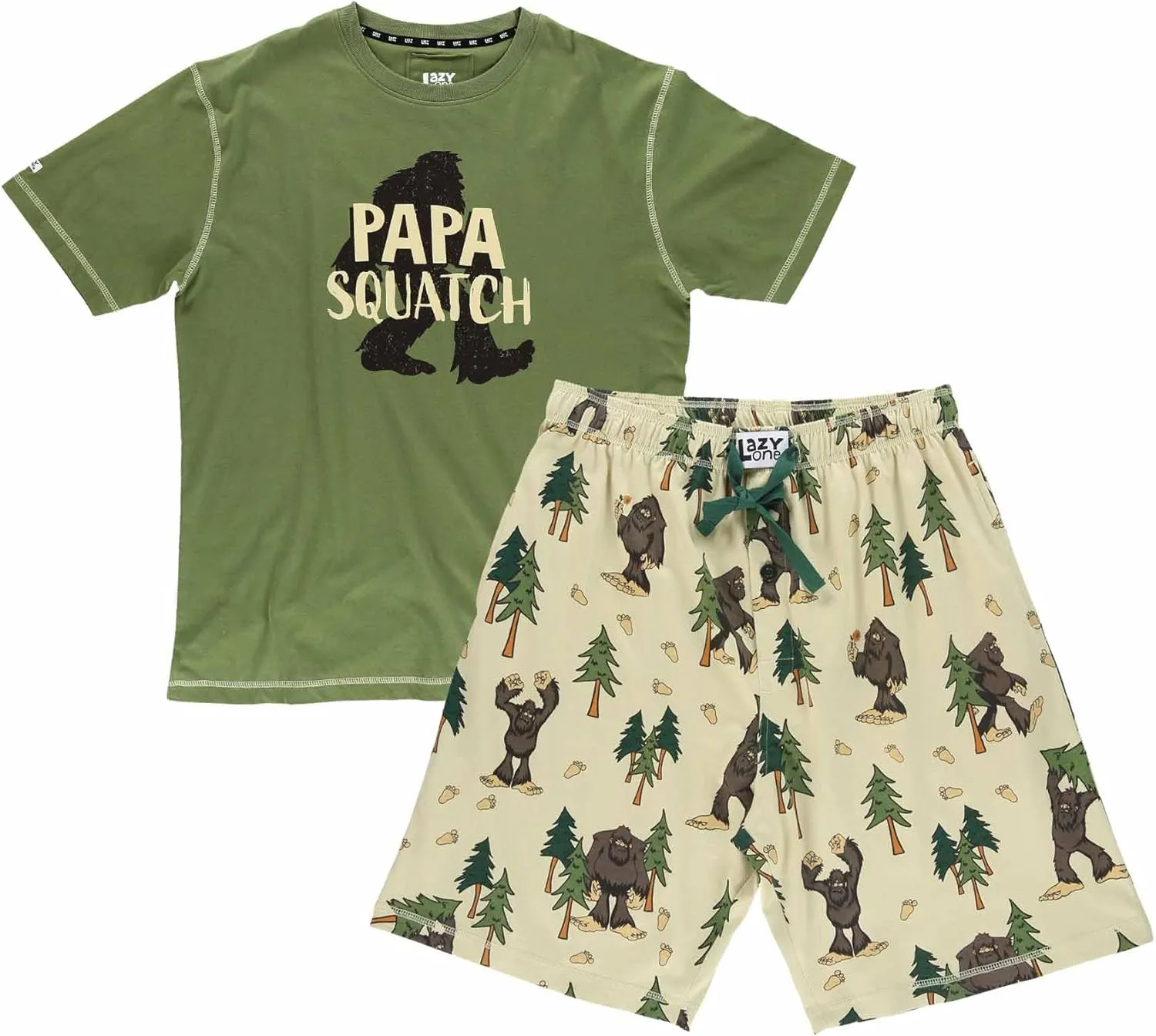 Lazy One Men's Sleep Shorts Set, Matching Sleepwear Shirt and Short Set for Men, Cotton Pajama Shorts and T-Shirt