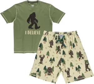 Lazy One Men's Sleep Shorts Set, Matching Sleepwear Shirt and Short Set for Men, Cotton Pajama Shorts and T-Shirt