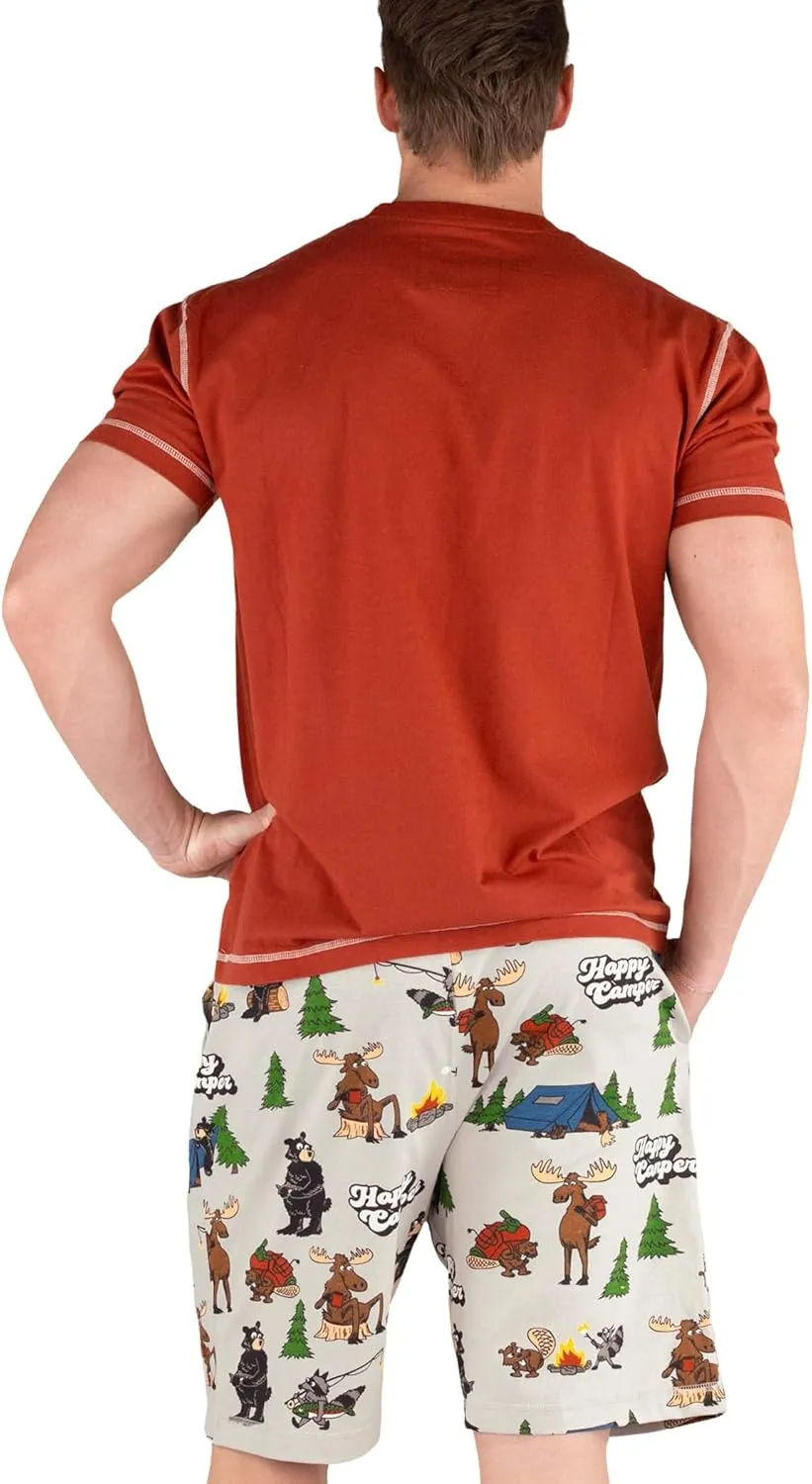 Lazy One Men's Sleep Shorts Set, Matching Sleepwear Shirt and Short Set for Men, Cotton Pajama Shorts and T-Shirt