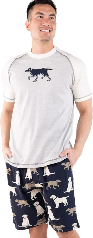 Lazy One Men's Sleep Shorts Set, Matching Sleepwear Shirt and Short Set for Men, Cotton Pajama Shorts and T-Shirt