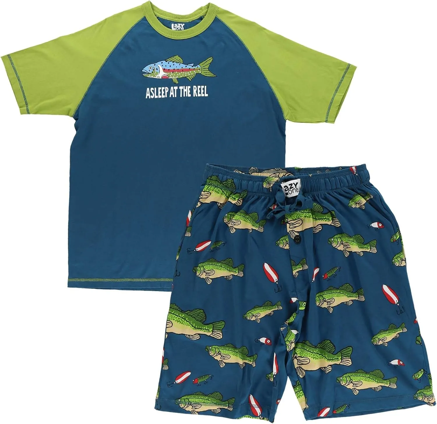 Lazy One Men's Sleep Shorts Set, Matching Sleepwear Shirt and Short Set for Men, Cotton Pajama Shorts and T-Shirt
