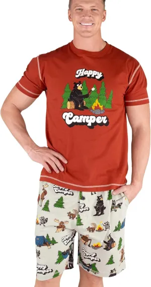 Lazy One Men's Sleep Shorts Set, Matching Sleepwear Shirt and Short Set for Men, Cotton Pajama Shorts and T-Shirt