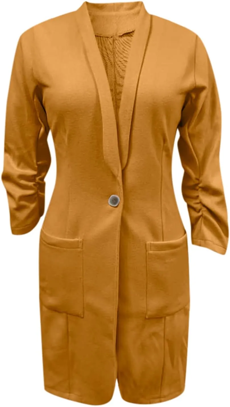Lightweight Blazer for Women Business Women's Tops Buttonn Prtite Funny Jackets Fitted With Pockets Blazer