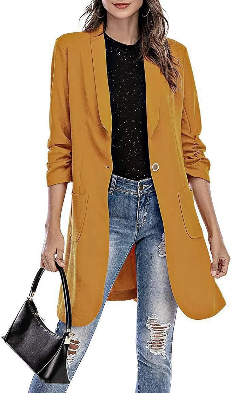 Lightweight Blazer for Women Business Women's Tops Buttonn Prtite Funny Jackets Fitted With Pockets Blazer