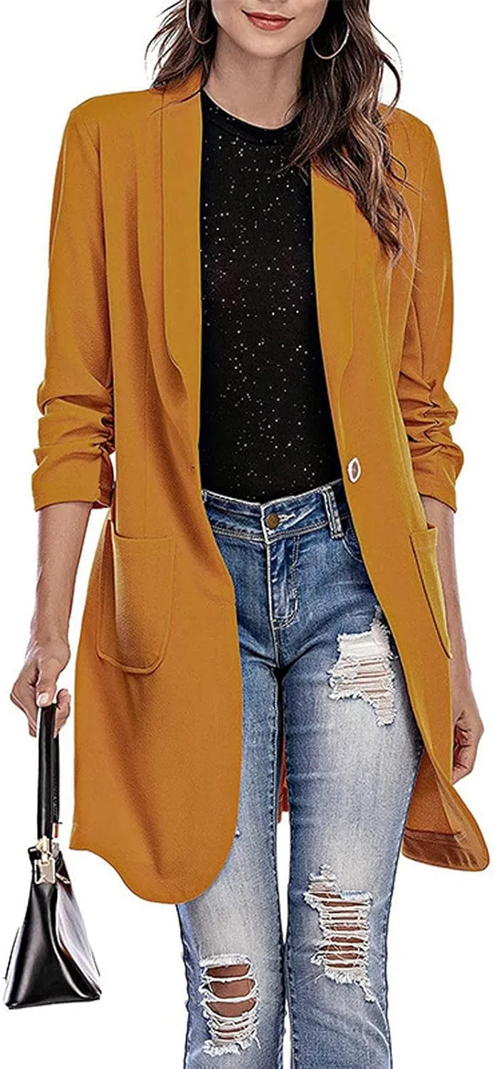 Lightweight Blazer for Women Business Women's Tops Buttonn Prtite Funny Jackets Fitted With Pockets Blazer
