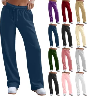 Lightweight Wide Leg Sweatpants Women 2025 Trendy Interior Drawstring High Waist Sweat Pants Baggy Lounge Jogger Pants