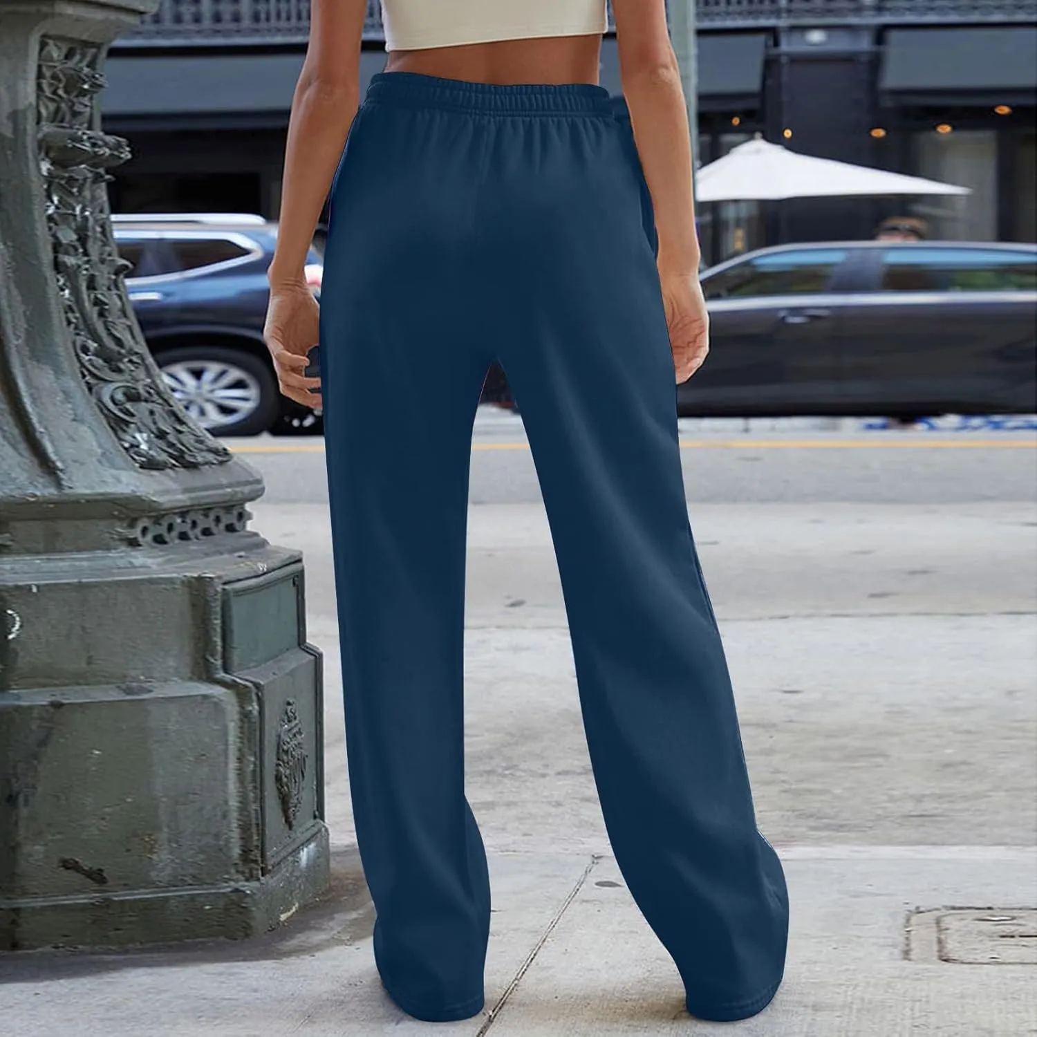 Lightweight Wide Leg Sweatpants Women 2025 Trendy Interior Drawstring High Waist Sweat Pants Baggy Lounge Jogger Pants