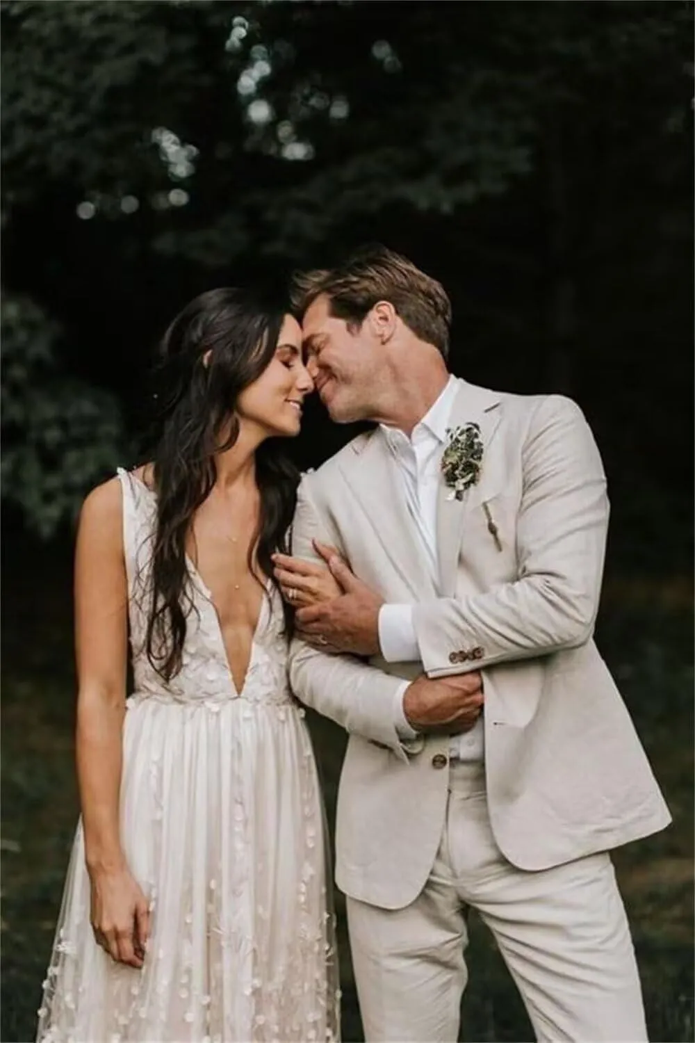 Linen Suit for Men Casual Slim Fit 2 Piece Suits Summer Beach Wedding Groomsmen Suits Blazer Pants Set