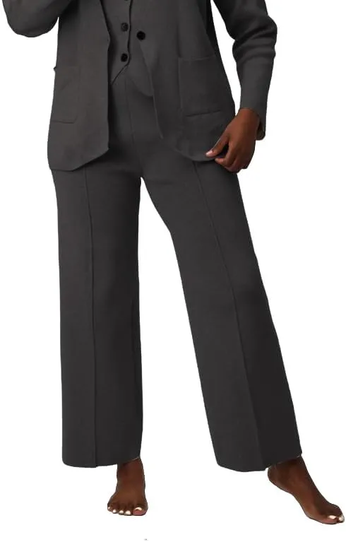 Linen Suit Set Women 3 Piece Blazer Pants Elegant Breasted Jacket Wide Leg Pants Versatile Work Event Attire