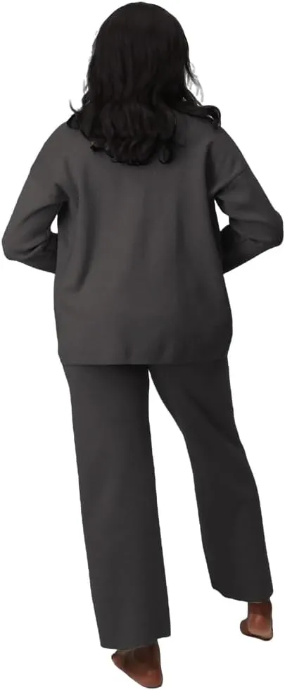 Linen Suit Set Women 3 Piece Blazer Pants Elegant Breasted Jacket Wide Leg Pants Versatile Work Event Attire