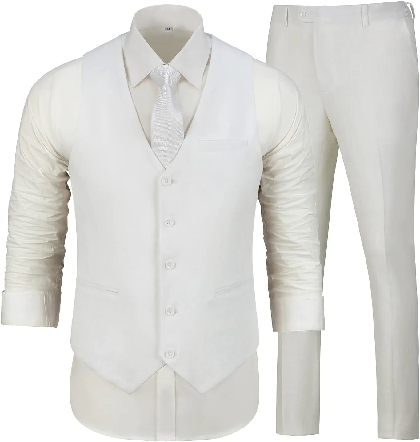 Linen Suits for Men Casual Wedding Suits Men 2 Piece Suits Groomsmen Tuxedos Summer Beach Prom Vest and Pants Set
