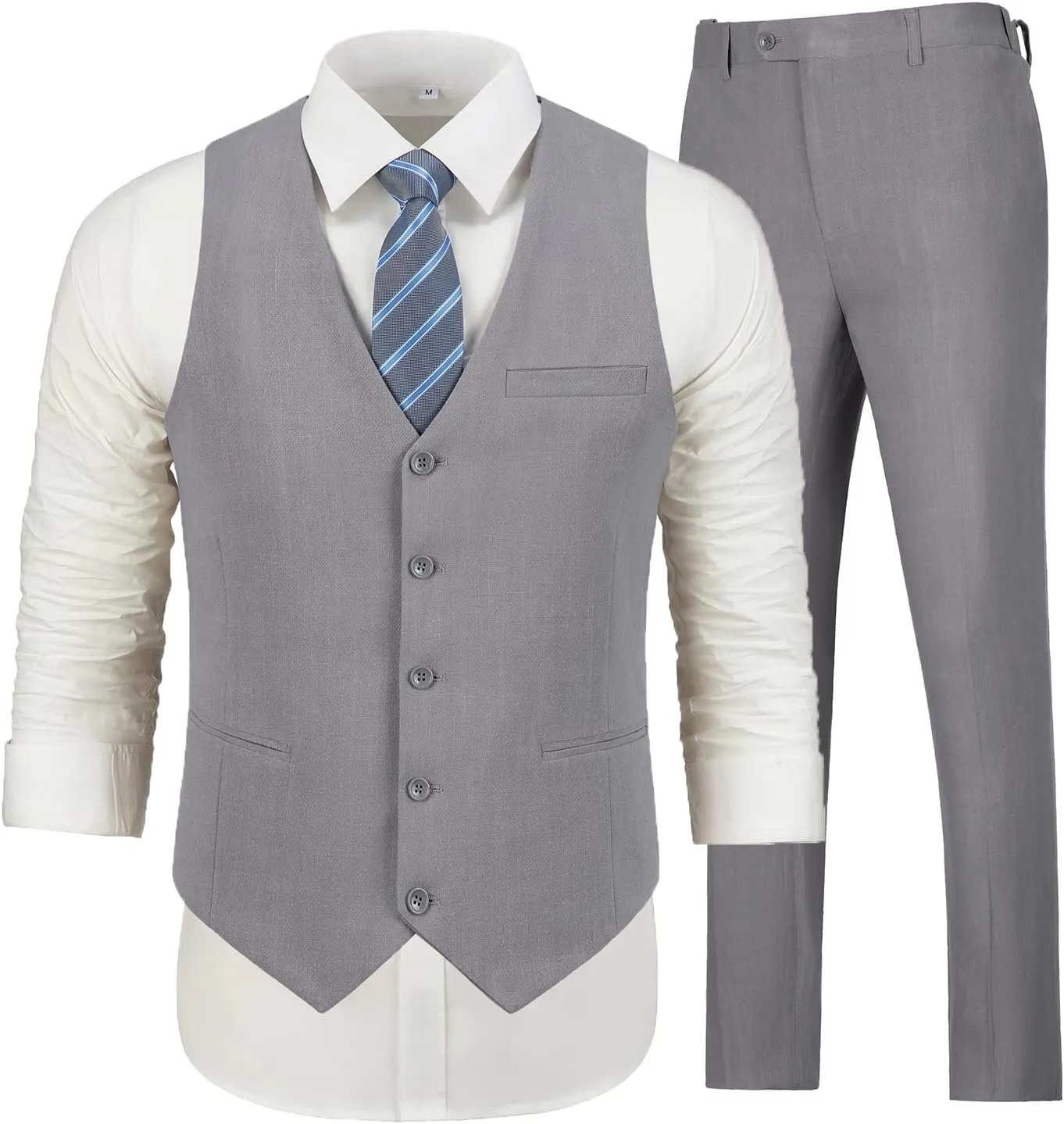 Linen Suits for Men Casual Wedding Suits Men 2 Piece Suits Groomsmen Tuxedos Summer Beach Prom Vest and Pants Set