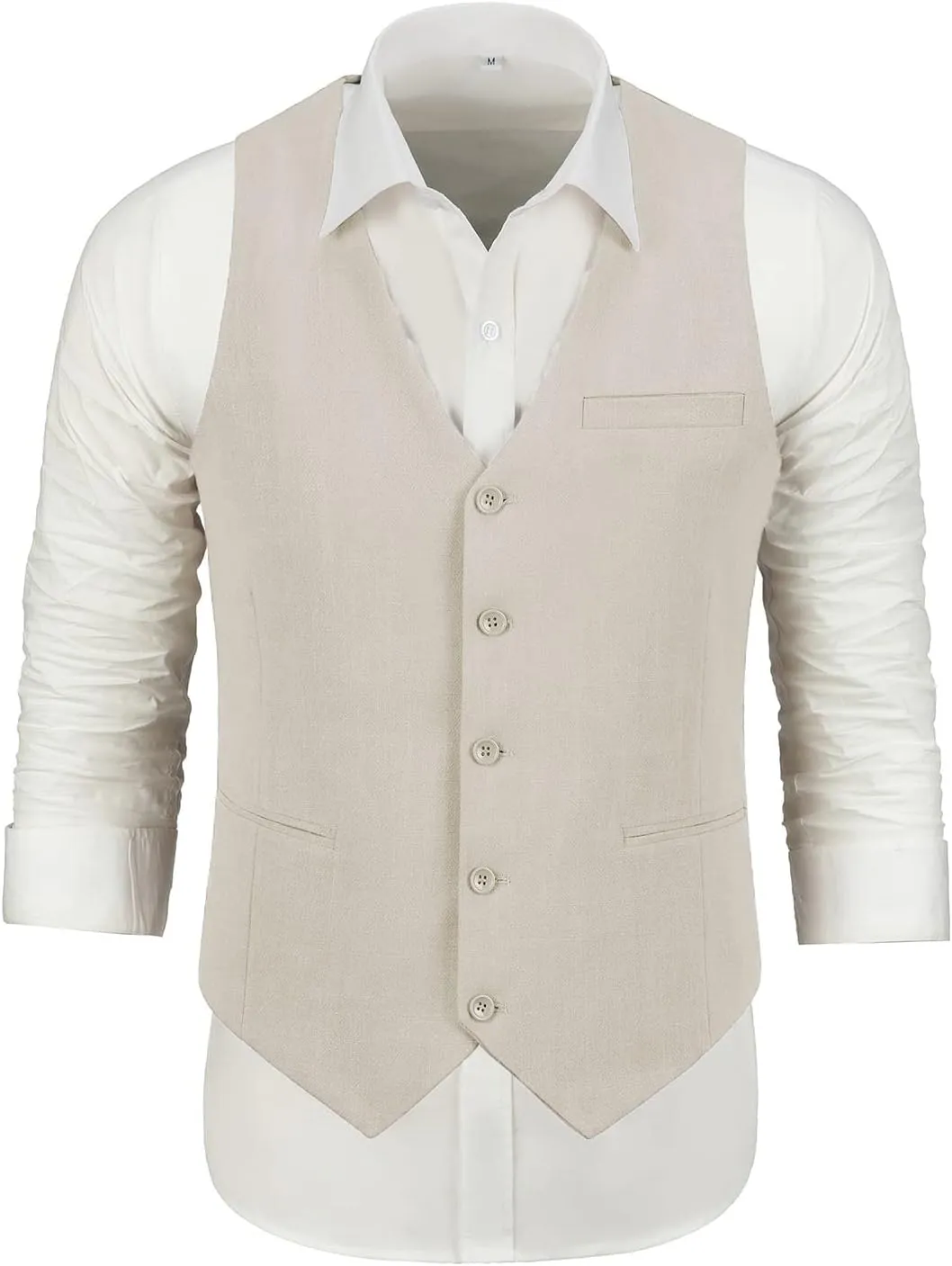 Linen Suits for Men Casual Wedding Suits Men 2 Piece Suits Groomsmen Tuxedos Summer Beach Prom Vest and Pants Set