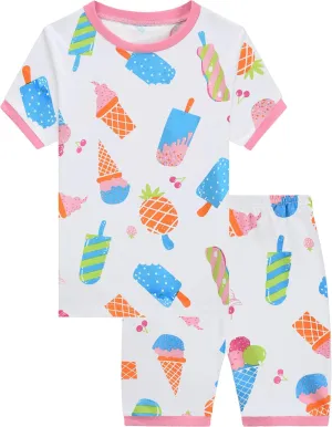 Little Hand Toddler Baby Girls Pajamas Kids Short Sets Cotton Pjs Sleepwear Summer Clothes 2-7 Years