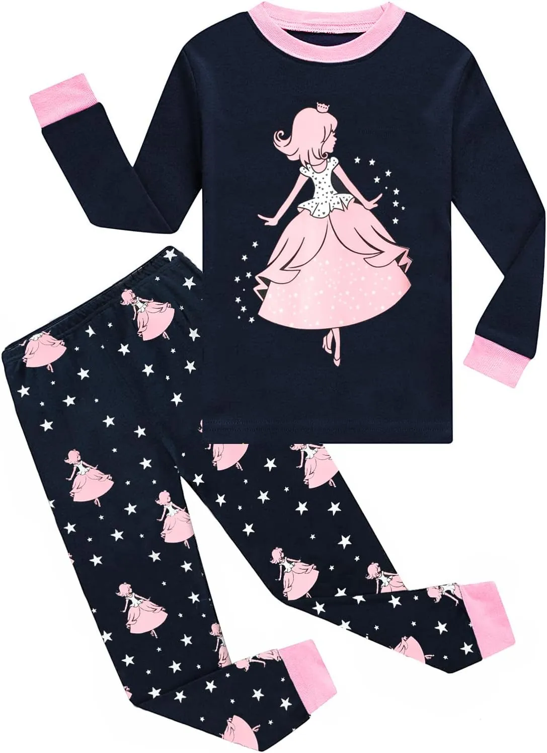 Little Hand Toddler Girls Pajamas Mermaid Cotton Pjs Jammies Fall Winter Long Sleeve Sleepwear Sets for Size 2-7T