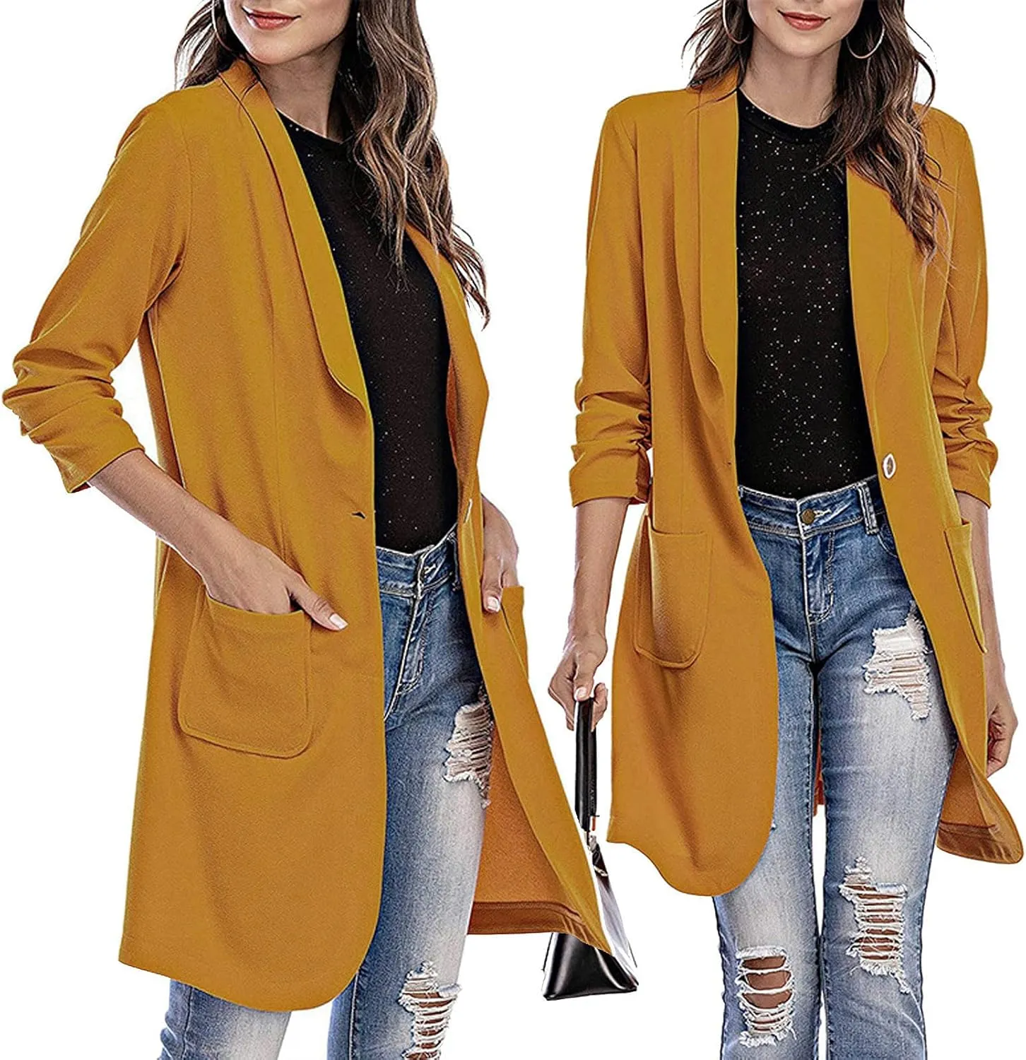 Long Overcoat Cardigan Lapel Womens Coat Slim Jacket Long Trench With Pocket Women's Long Winter Coats Women