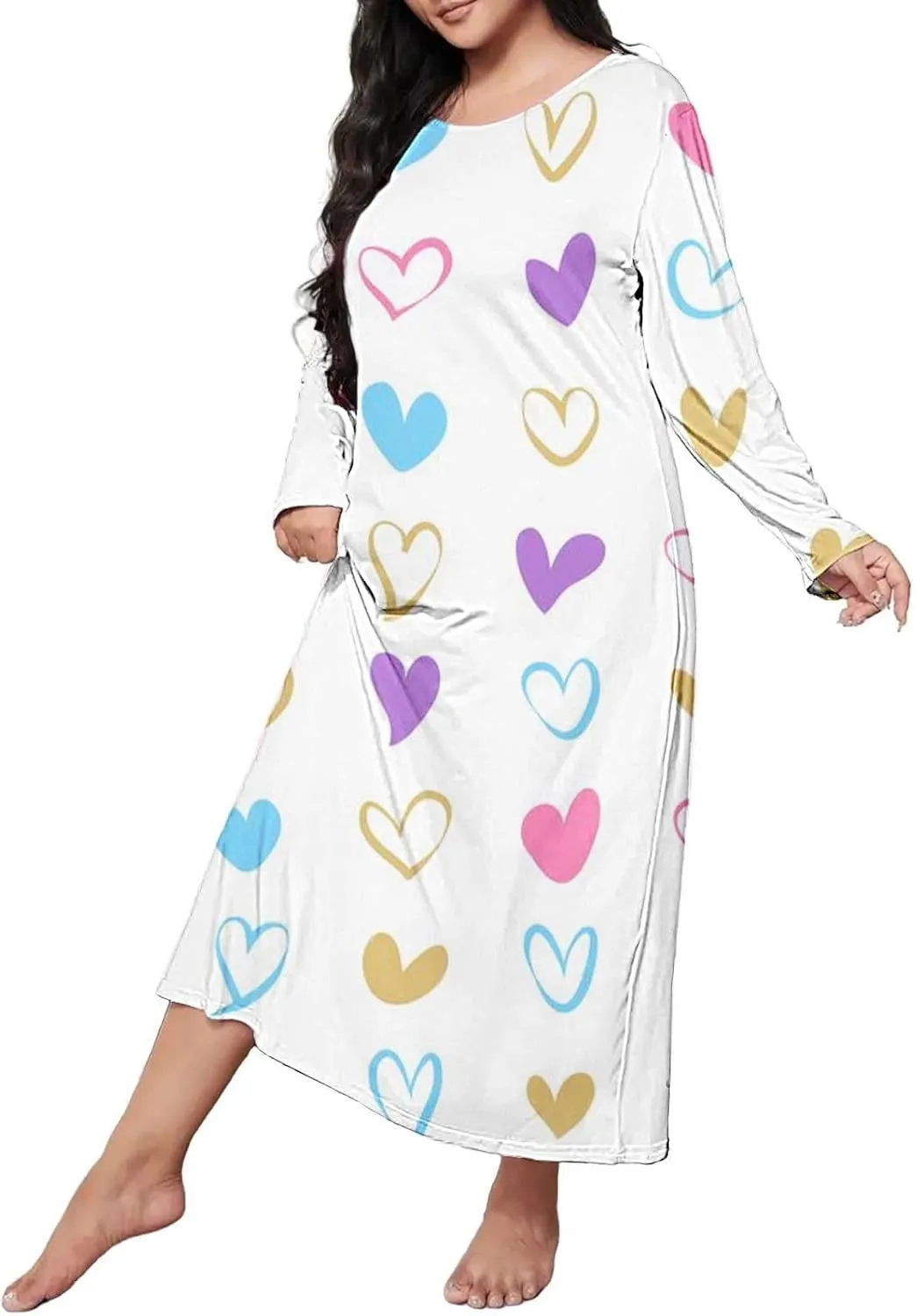 Long Sleeve Nightgowns for Women Sexy Lace Night Shirt V Neck Sleep Shirt Soft Sleepwear Holiday Pajamas Sleepwear