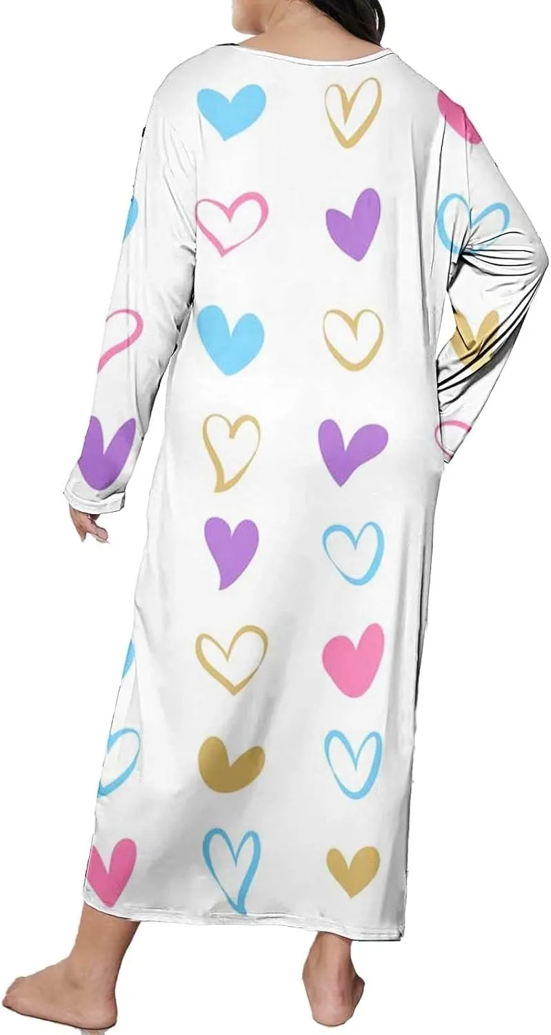 Long Sleeve Nightgowns for Women Sexy Lace Night Shirt V Neck Sleep Shirt Soft Sleepwear Holiday Pajamas Sleepwear