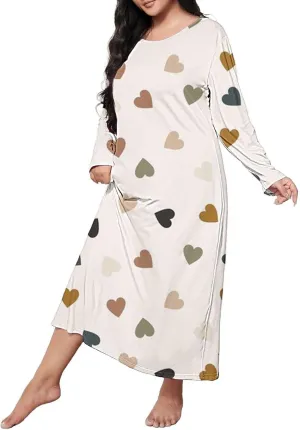 Long Sleeve Nightgowns for Women Sexy Lace Night Shirt V Neck Sleep Shirt Soft Sleepwear Holiday Pajamas Sleepwear