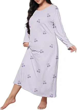 Long Sleeve Nightgowns for Women Sexy Lace Night Shirt V Neck Sleep Shirt Soft Sleepwear Holiday Pajamas Sleepwear