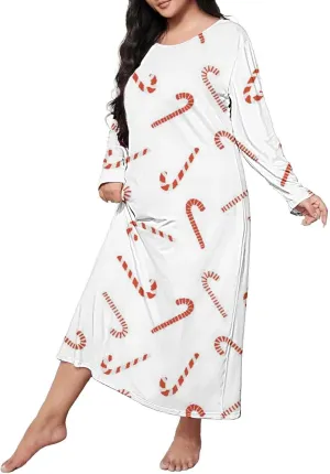 Long Sleeve Nightgowns for Women Sexy Lace Night Shirt V Neck Sleep Shirt Soft Sleepwear Holiday Pajamas Sleepwear