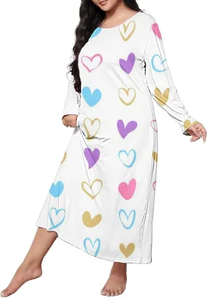 Long Sleeve Nightgowns for Women Sexy Lace Night Shirt V Neck Sleep Shirt Soft Sleepwear Holiday Pajamas Sleepwear