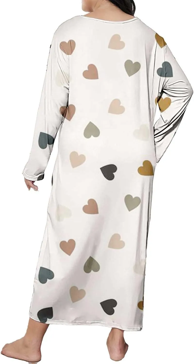 Long Sleeve Nightgowns for Women Sexy Lace Night Shirt V Neck Sleep Shirt Soft Sleepwear Holiday Pajamas Sleepwear