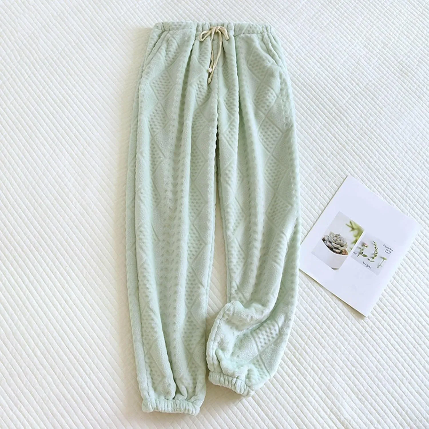 Lounge Fuzzy Fluffy Coral Home Pants for Women Thermal Baggy Soft Pajama Pants Warm Plush Brushed Bottoms