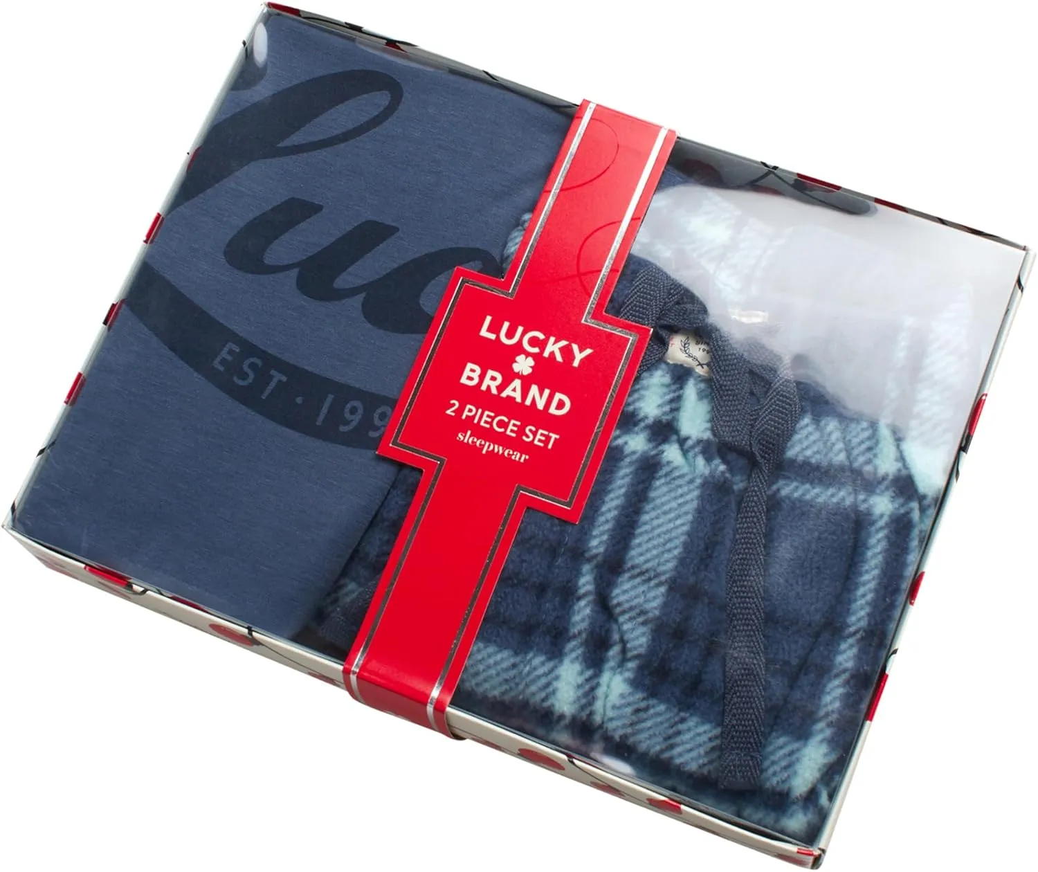 Lucky Brand Men's Pajama Set - 2 Piece Long Sleeve Crewneck Mens Shirts and Flannel Lounge Pants - Cozy Pajama Pants Set S-XL