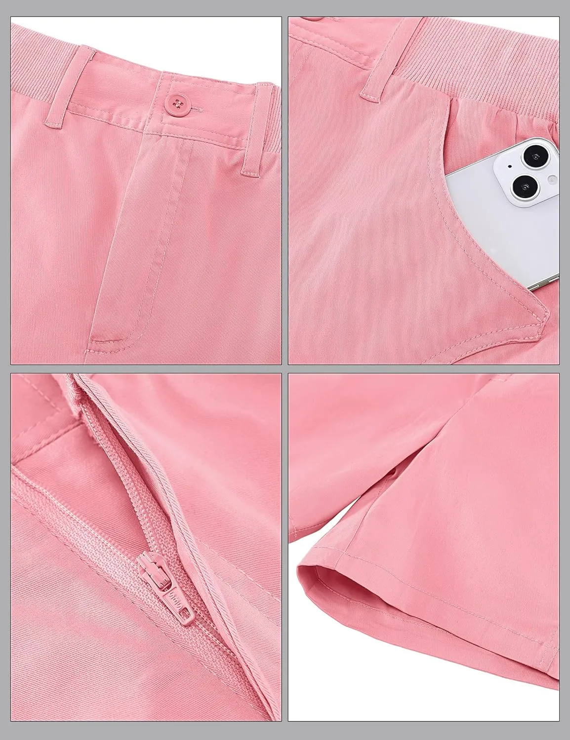 luvamia Shorts for Women Trendy Casual Summer High Waisted Chino Shorts Ribbed Elastic Waist Comfy Shorts with Pockets