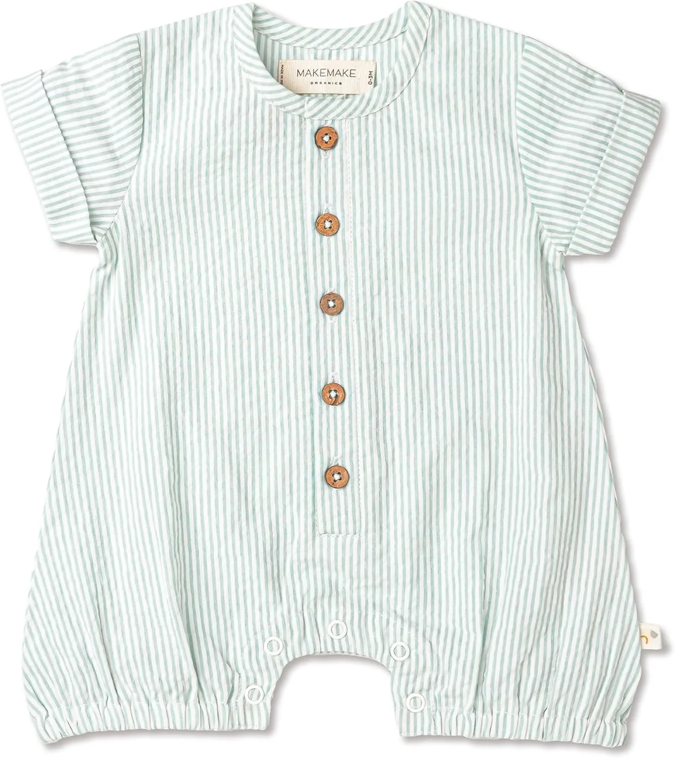 MakeMake Organics Organic Cotton Muslin Baby Toddler Kids Boys Girls Gender Neutral Short Romper Infant Henley Short Sleeve