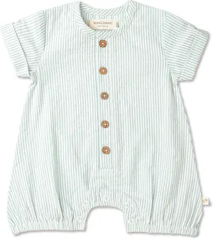 MakeMake Organics Organic Cotton Muslin Baby Toddler Kids Boys Girls Gender Neutral Short Romper Infant Henley Short Sleeve
