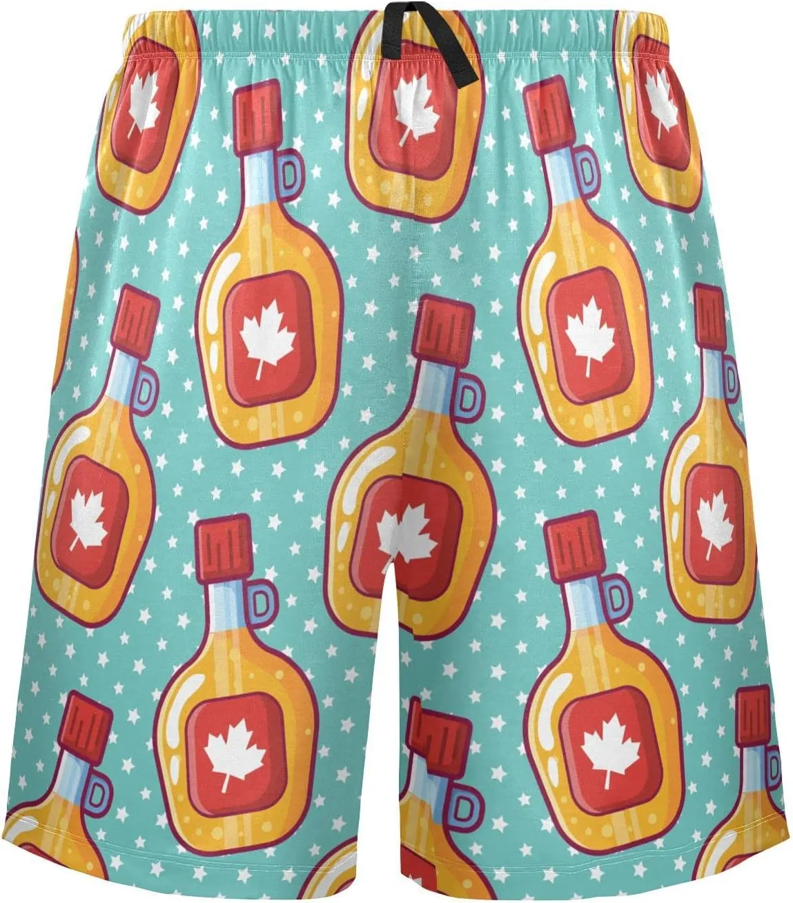 Maple Syrup Bottle Star Pattern Men's Pajama Pants Shorts Sleepwear Lounge Pajama Bottoms