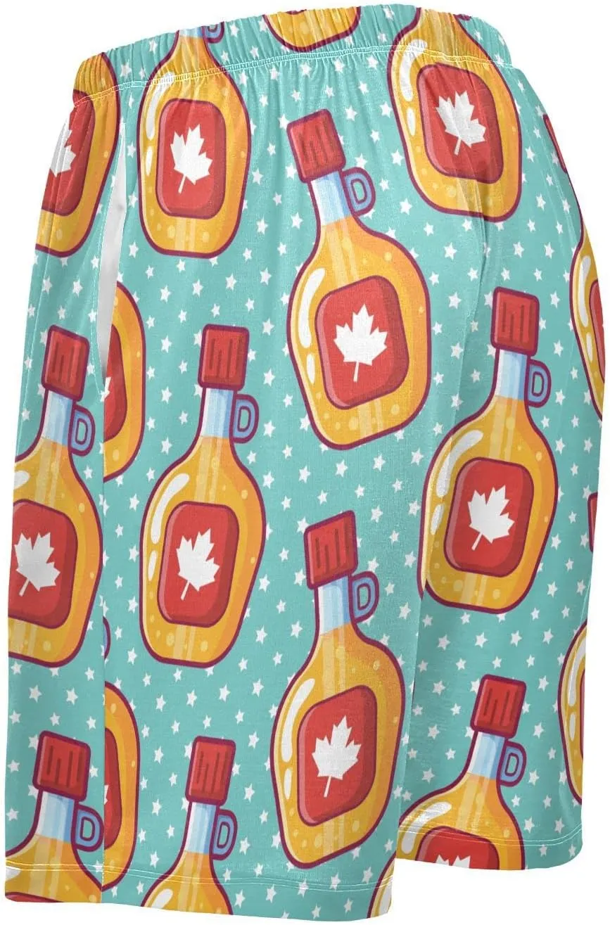 Maple Syrup Bottle Star Pattern Men's Pajama Pants Shorts Sleepwear Lounge Pajama Bottoms