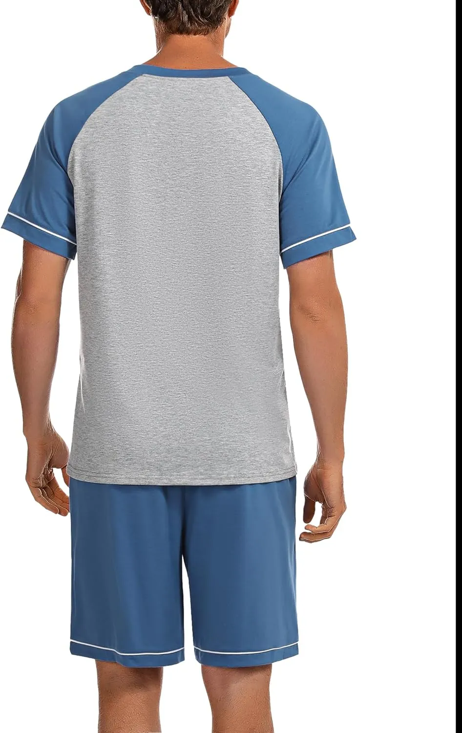 Marvmys Mens Short Sleeve Pajama Set 2 Piece Cotton Pjs Shorts Set Summer Sleepwear with Pockets