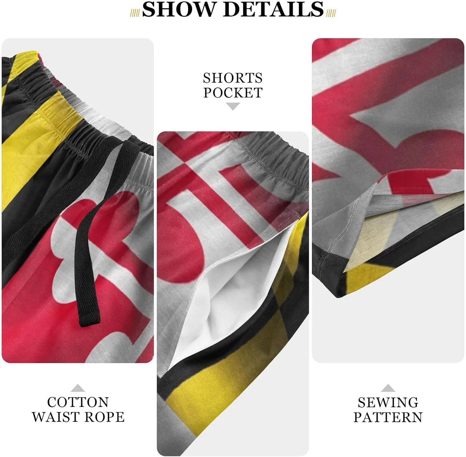 Maryland Flag United States Of America Patriotic Men's Pajama Pants Shorts Sleepwear Lounge Pajama Bottoms