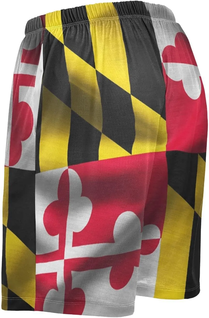 Maryland Flag United States Of America Patriotic Men's Pajama Pants Shorts Sleepwear Lounge Pajama Bottoms