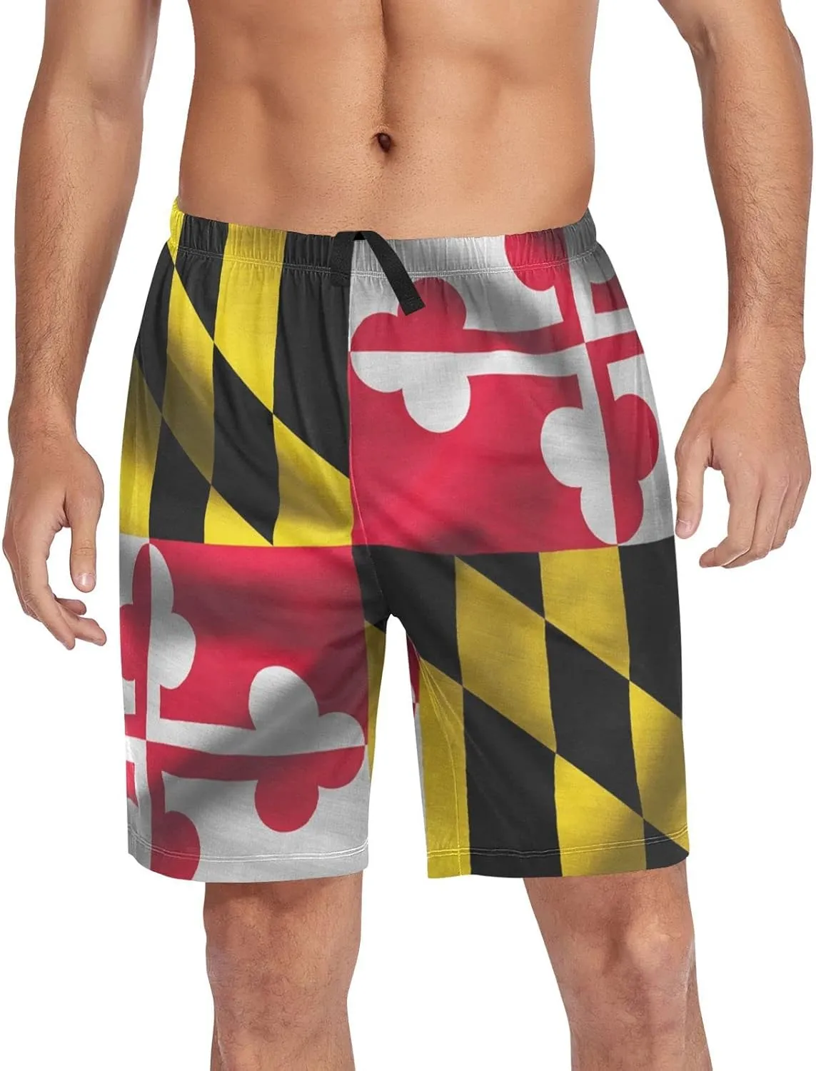 Maryland Flag United States Of America Patriotic Men's Pajama Pants Shorts Sleepwear Lounge Pajama Bottoms
