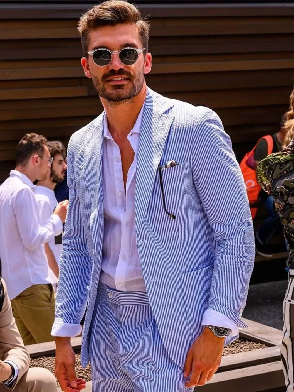 Mauuwy Men's Suits Slim Fit 2 Piece Notch Lapel Wedding Groom Tuxedo Single-Breasted Party Suit MXF05