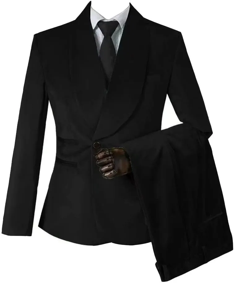 Mauuwy Men's Velvet Suits Slim Fit 3 Piece Two Button Dinner Suit Shawl Lapel Prom Blazer Coats Solid Wedding Groom Tuxedos