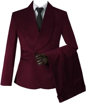 Mauuwy Men's Velvet Suits Slim Fit 3 Piece Two Button Dinner Suit Shawl Lapel Prom Blazer Coats Solid Wedding Groom Tuxedos