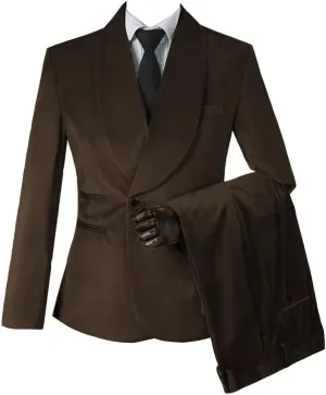 Mauuwy Men's Velvet Suits Slim Fit 3 Piece Two Button Dinner Suit Shawl Lapel Prom Blazer Coats Solid Wedding Groom Tuxedos