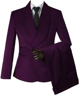 Mauuwy Men's Velvet Suits Slim Fit 3 Piece Two Button Dinner Suit Shawl Lapel Prom Blazer Coats Solid Wedding Groom Tuxedos