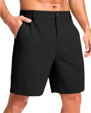 Men Casual Golf Shorts 7" Lightweight Stretch with Pockets Quick Dry Breathable Comfy for Work Hiking