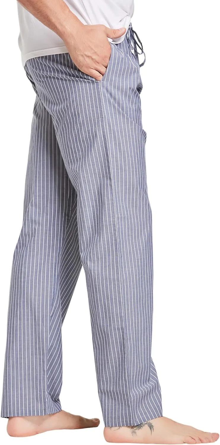 Mens 100% Cotton Pajama Pants Sleep Lounge Pajamas for Men Woven pj Pants