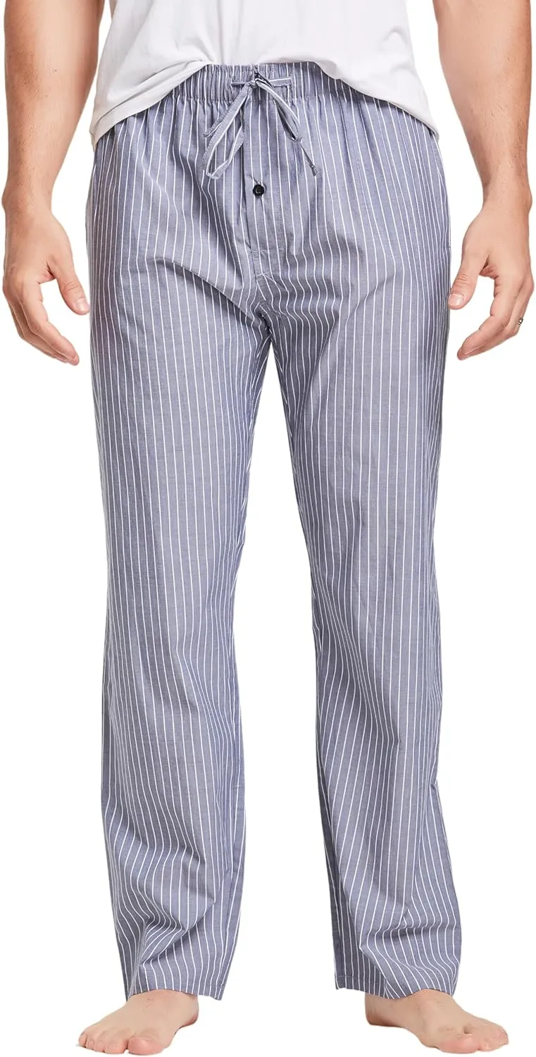 Mens 100% Cotton Pajama Pants Sleep Lounge Pajamas for Men Woven pj Pants