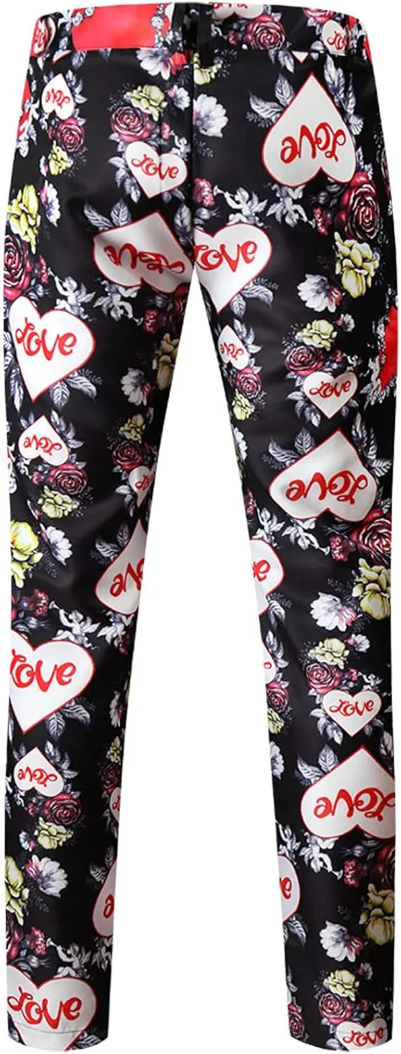 Mens 2 Piece Suit Skinny Printed Tuxedo Wedding Party Suits Slim Fit Cute Print Blazer and Pants Classic Fit Jacket