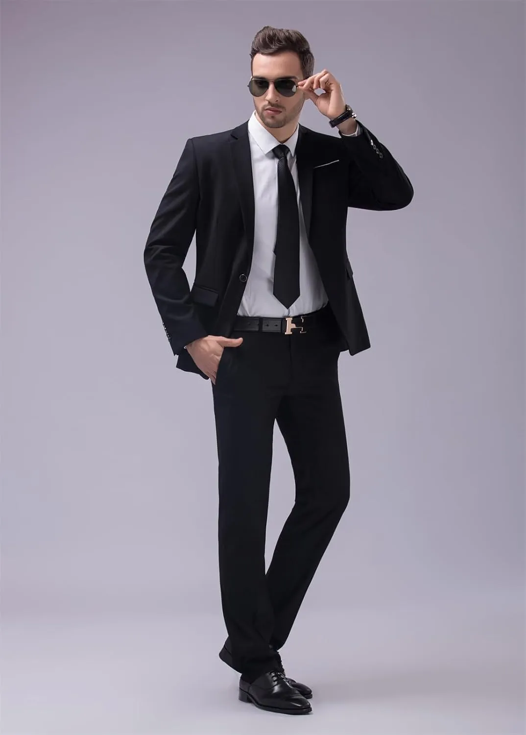 Mens 2 Piece Suits Classic Fit 1 Button Dress Suits Tuxedo Jacket Blazer for Wedding Business Dinner Prom