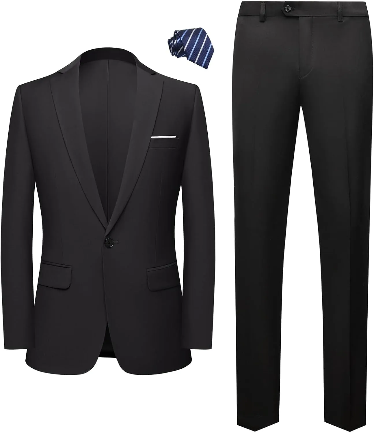Mens 2 Piece Suits Classic Fit 1 Button Dress Suits Tuxedo Jacket Blazer for Wedding Business Dinner Prom